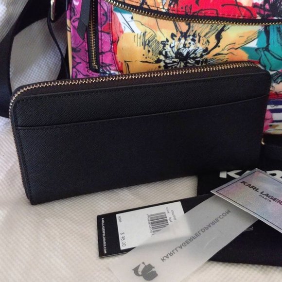 Karl Lagerfeld Double Bundle w/Cara Nylon Floral Print Messenger and Wallet NWT - Picture 14 of 14